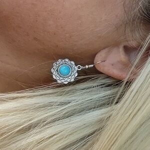 Layered Blossom Turquoise Style Drop Earrings